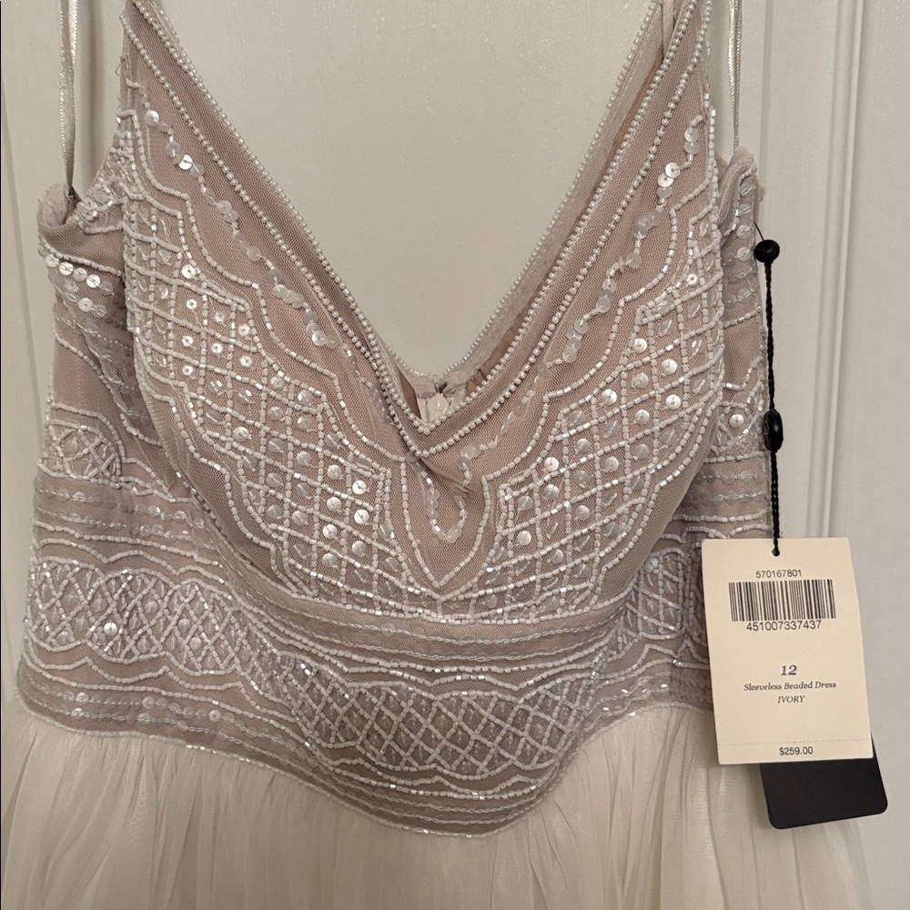 Adrianna Papell Ivory Pearl Beaded Dress NWT
